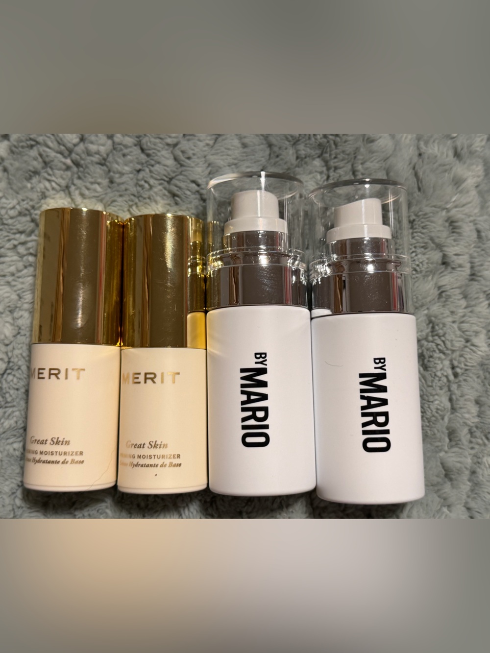 MERIT & BY MARIO  Duo - White & Gold Bottle Set